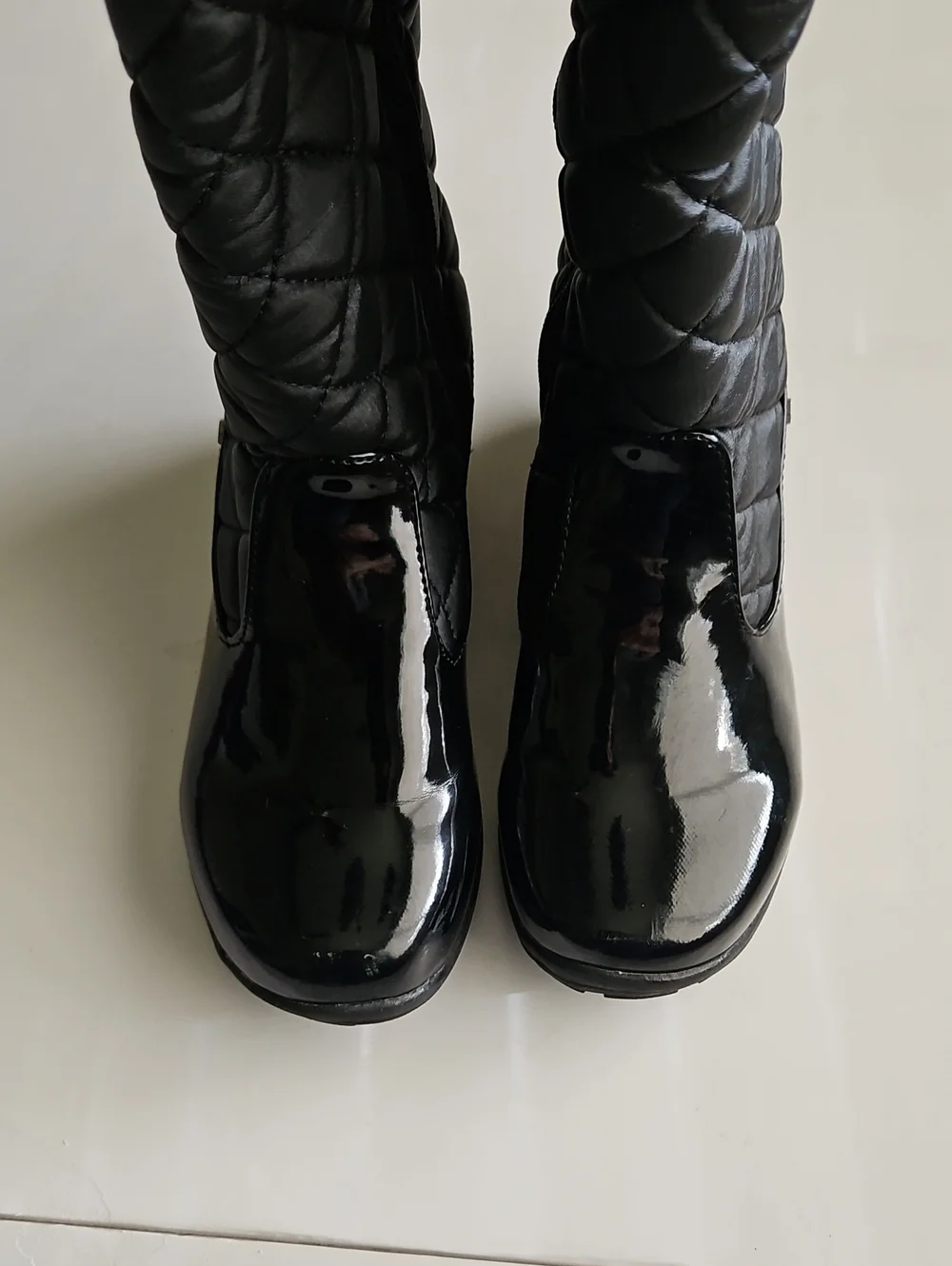 Khombu Black Quilted Knee-High Rain Boots